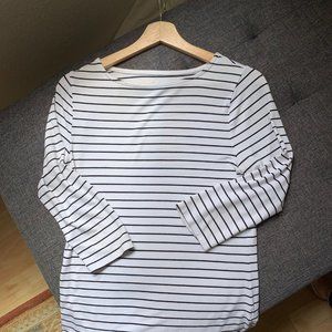 3/4 Length Sleeves Black and White Striped Shirt